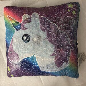 Dylan's Candy Bar - Dual Sequined Unicorn and Whale Pillow - Plush Backside
